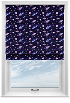 Rocket Adventure, Ultraviolet - Roman Blind